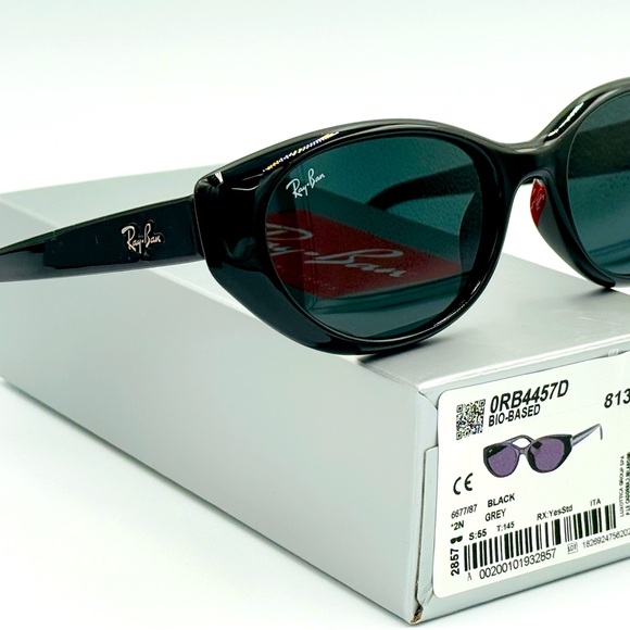 Ray-Ban Oval Sunglasses Cat Eye Style RB4467D 55-19-145 Black with Grey Lens main image 8